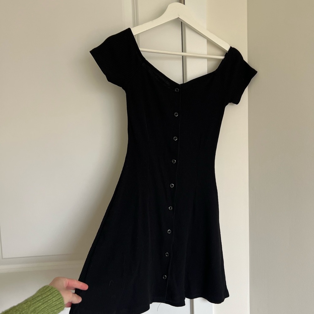 Urban Outfitters Black Button-Down Small Skater Dress